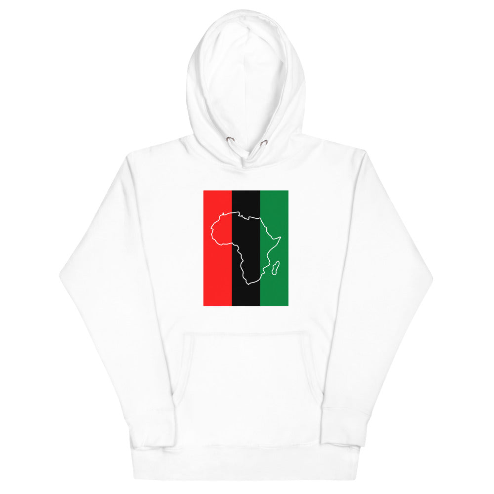 Afrika Over RBG Flag White Unisex Hoodie