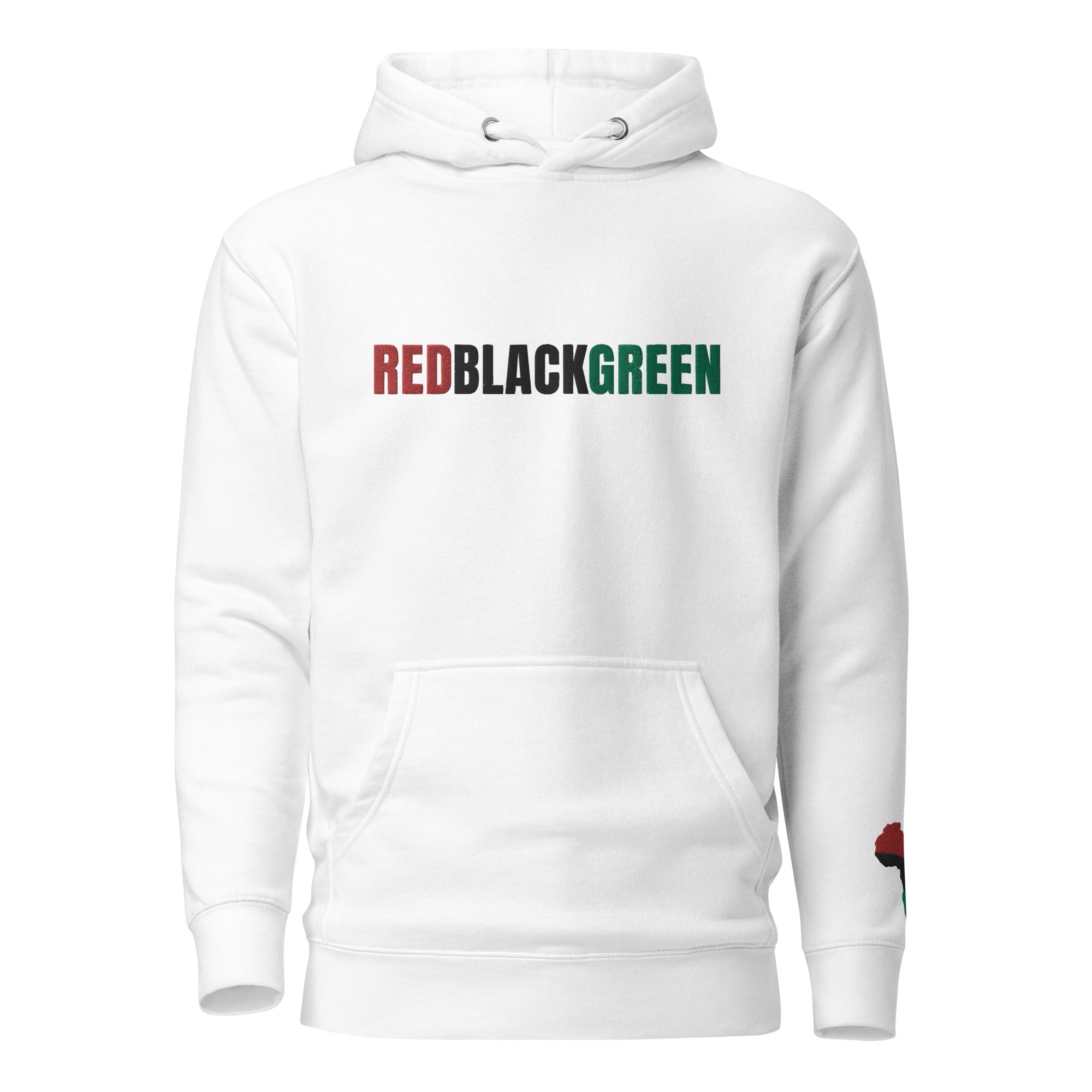 REDBLACKGREEN (Embroidered) White Unisex Hoodie